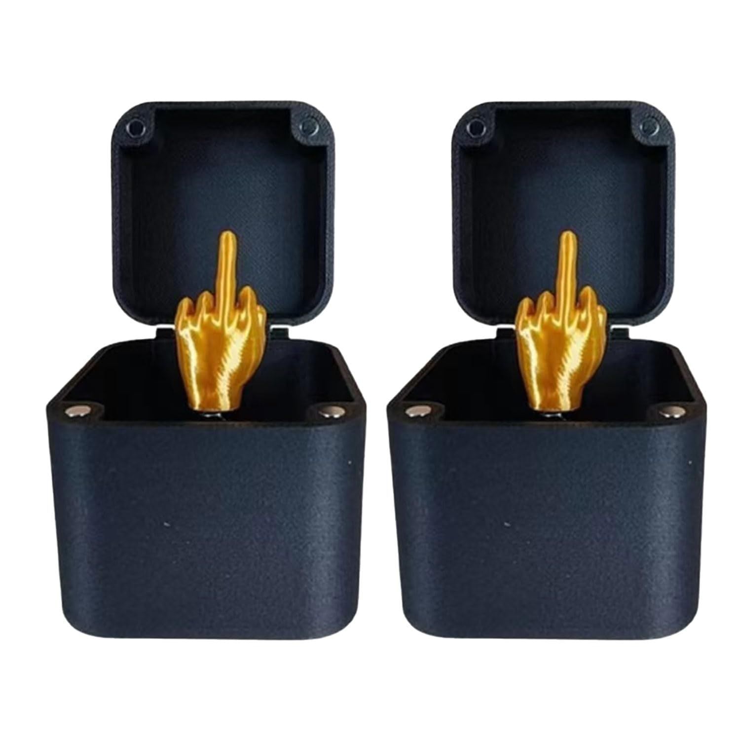Humorous Spoof Middle Finger Surprise Gift Box with designs like middle finger, love, poop, and rose. 5cm plastic box perfect for gag gifts and pranks.