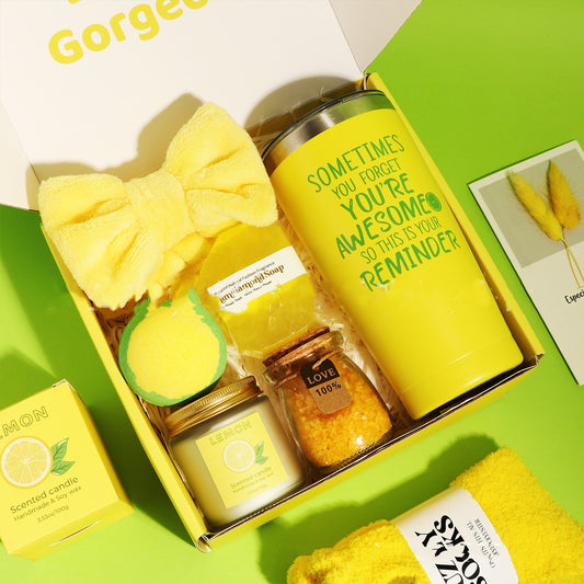 Bring a refreshing burst of citrus goodness to your gift-giving with the Fresh & Zesty Lemon-Themed Birthday Gift Set. Perfect for those who appreciate modern simplicity and creative, unique presents, this set adds a fresh, vibrant touch to any celebration.