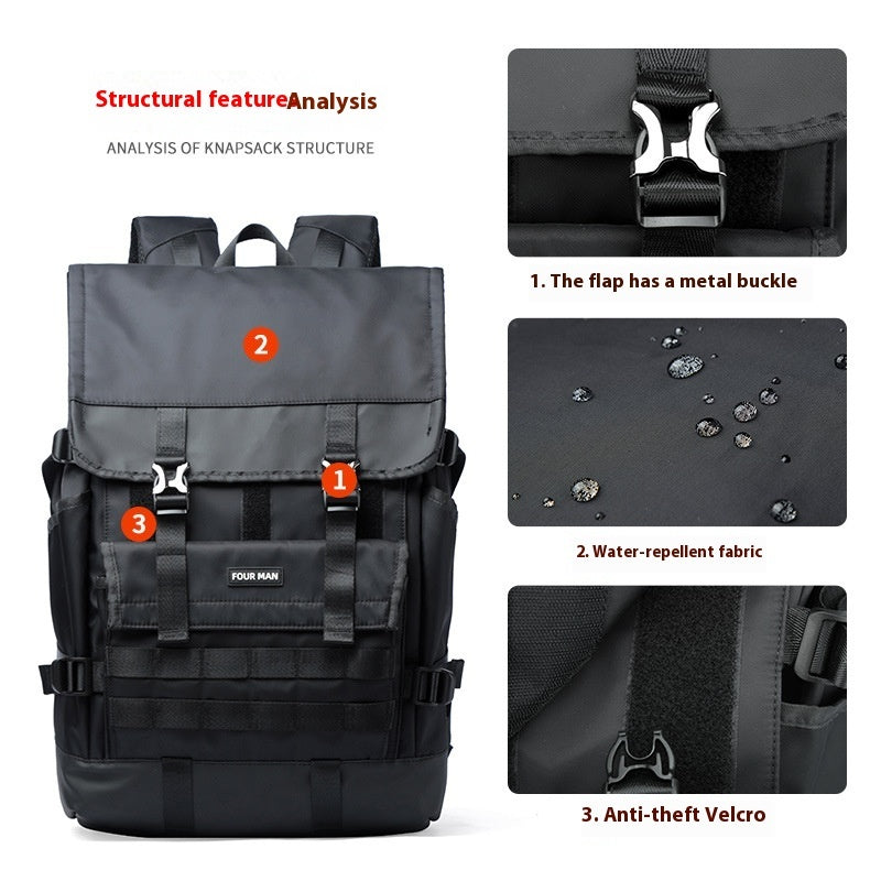 **Men’s Fashion Trend Casual Backpack – Waterproof & Durable**  

A sleek and stylish **black Oxford cloth backpack** designed for daily use. Features **breathable, waterproof, and wear-resistant material** for long-lasting durability. Spacious **15.6-inch size** with dimensions **30×16×46cm**, perfect for carrying a laptop and essentials. Ideal for work, travel, and everyday activities.
