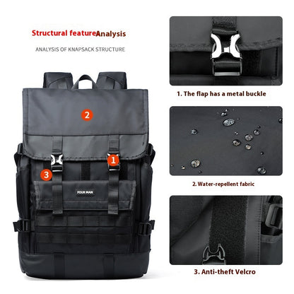 **Men’s Fashion Trend Casual Backpack – Waterproof & Durable**  

A sleek and stylish **black Oxford cloth backpack** designed for daily use. Features **breathable, waterproof, and wear-resistant material** for long-lasting durability. Spacious **15.6-inch size** with dimensions **30×16×46cm**, perfect for carrying a laptop and essentials. Ideal for work, travel, and everyday activities.