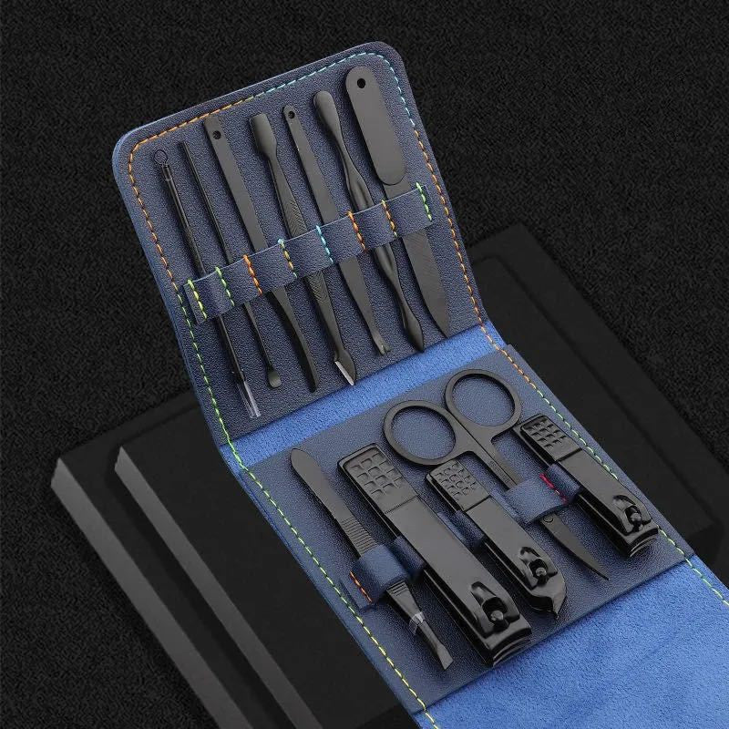 **Premium Stainless Steel Nail Clipper Set – 16, 12, or 7-Piece Options in Elegant Leather Case**