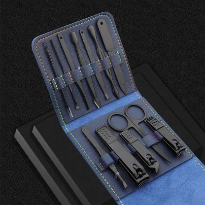 **Premium Stainless Steel Nail Clipper Set – 16, 12, or 7-Piece Options in Elegant Leather Case**