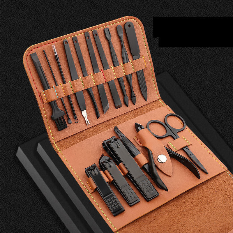 **Premium Stainless Steel Nail Clipper Set – 16, 12, or 7-Piece Options in Elegant Leather Case**