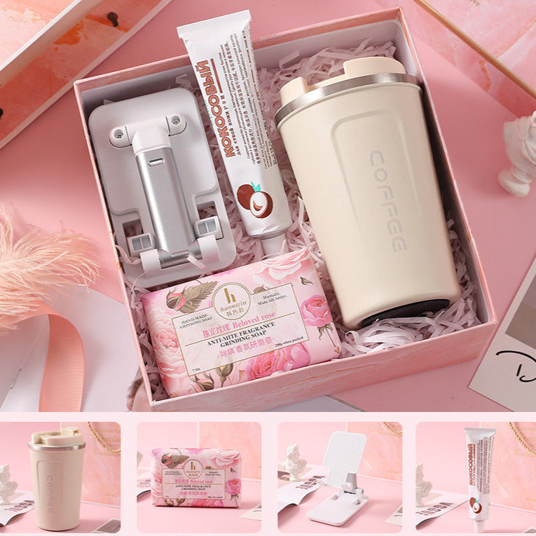 Elegant pink marble gift box set designed for business gifts, corporate events, and holidays, perfect for weddings, birthdays, and special occasions.