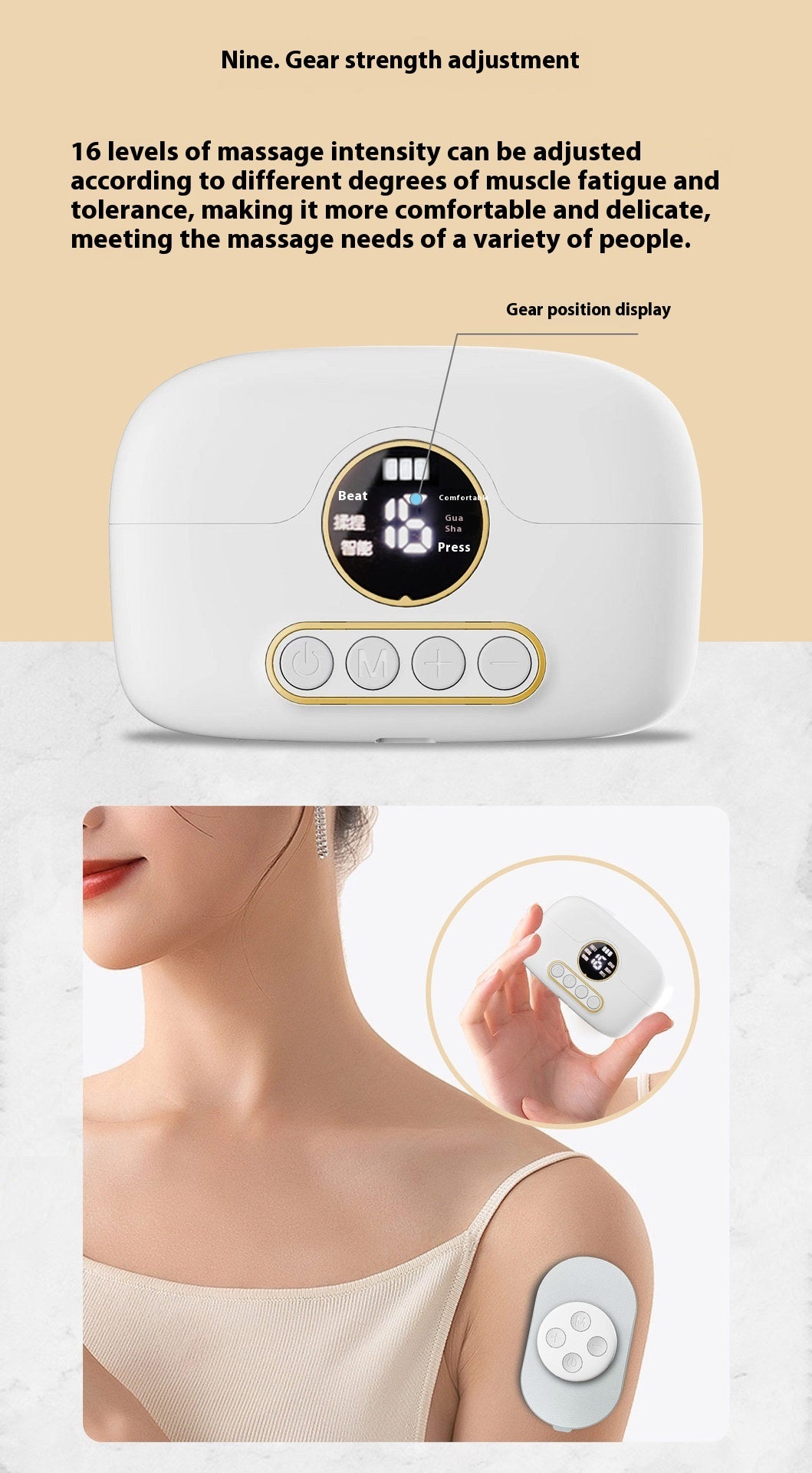 Portable silver USB-powered pocket massage instrument designed for soothing massages, with a compact size for easy travel and a scrub-cleaning method.