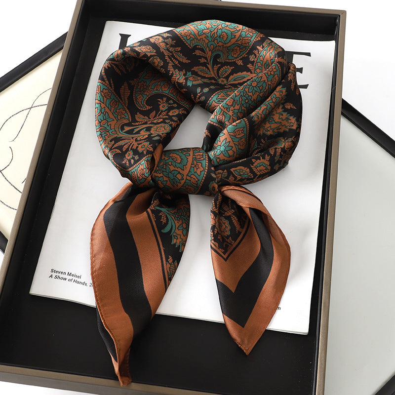 Artificial Silk Scarf Gift Set – Soft and elegant 70×70 cm silk satin scarf, perfect for spring, summer, and autumn. Lightweight, smooth, and versatile for various styling options. Available in multiple colors. An ideal gift choice.