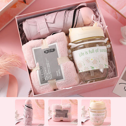Elegant pink marble gift box set designed for business gifts, corporate events, and holidays, perfect for weddings, birthdays, and special occasions.