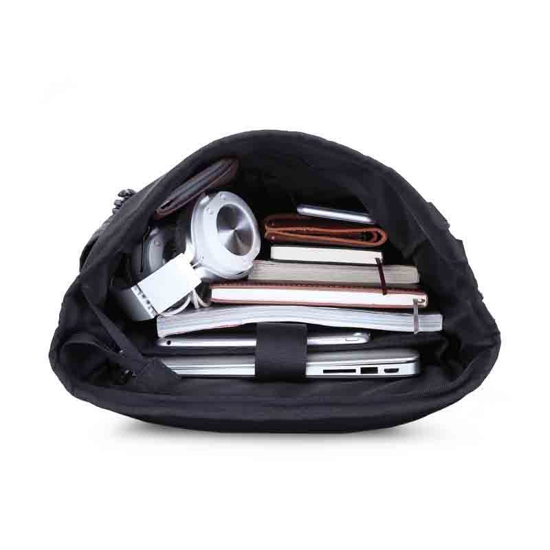  Men's double shoulder computer bag made of durable Oxford cloth, featuring breathable, waterproof, and expandable design. Available in black, camouflage, and off-white, with a soft handle and double shoulder straps for comfort and style. Fits a 17-inch laptop.