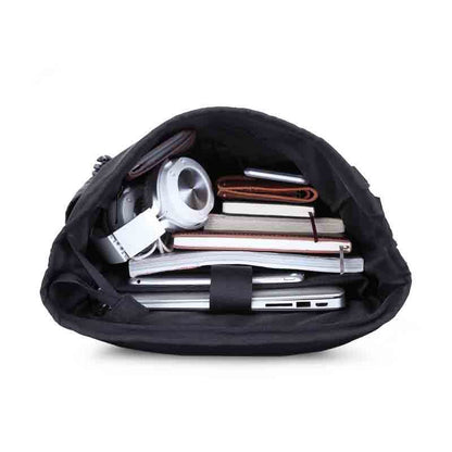  Men's double shoulder computer bag made of durable Oxford cloth, featuring breathable, waterproof, and expandable design. Available in black, camouflage, and off-white, with a soft handle and double shoulder straps for comfort and style. Fits a 17-inch laptop.