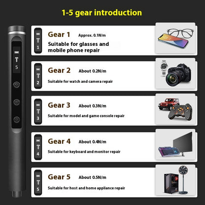 Multifunctional AMT Electric Screwdriver Set made of aluminum alloy, ABS, and PP, with a compact size of 17.8 x 4.5 x 4.5CM, ideal for precision tasks.
