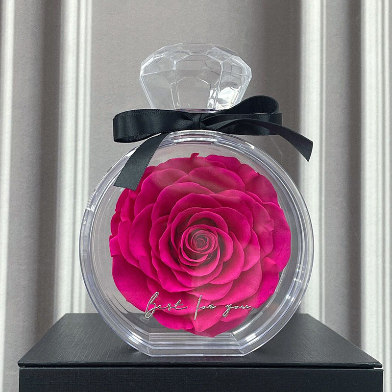 **Rose Gift Box Home Decor – Elegant & Charming 🌹** A stylish **dried flower** arrangement in a **plastic bottle**, available in colors like **Red**, **Pink**, **Sapphire Blue**, and more. Perfect for **Valentine's Day**, **Mother's Day**, and other special occasions. **10x6x14cm**. 🎁