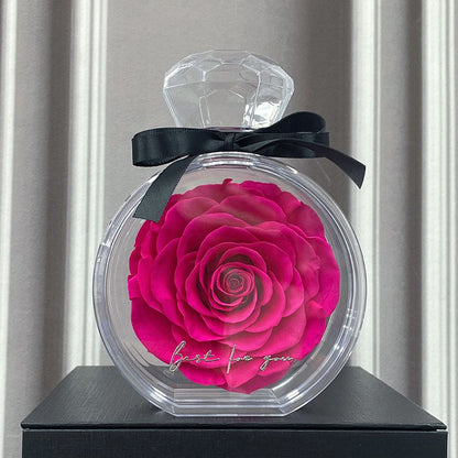 **Rose Gift Box Home Decor – Elegant & Charming 🌹** A stylish **dried flower** arrangement in a **plastic bottle**, available in colors like **Red**, **Pink**, **Sapphire Blue**, and more. Perfect for **Valentine's Day**, **Mother's Day**, and other special occasions. **10x6x14cm**. 🎁