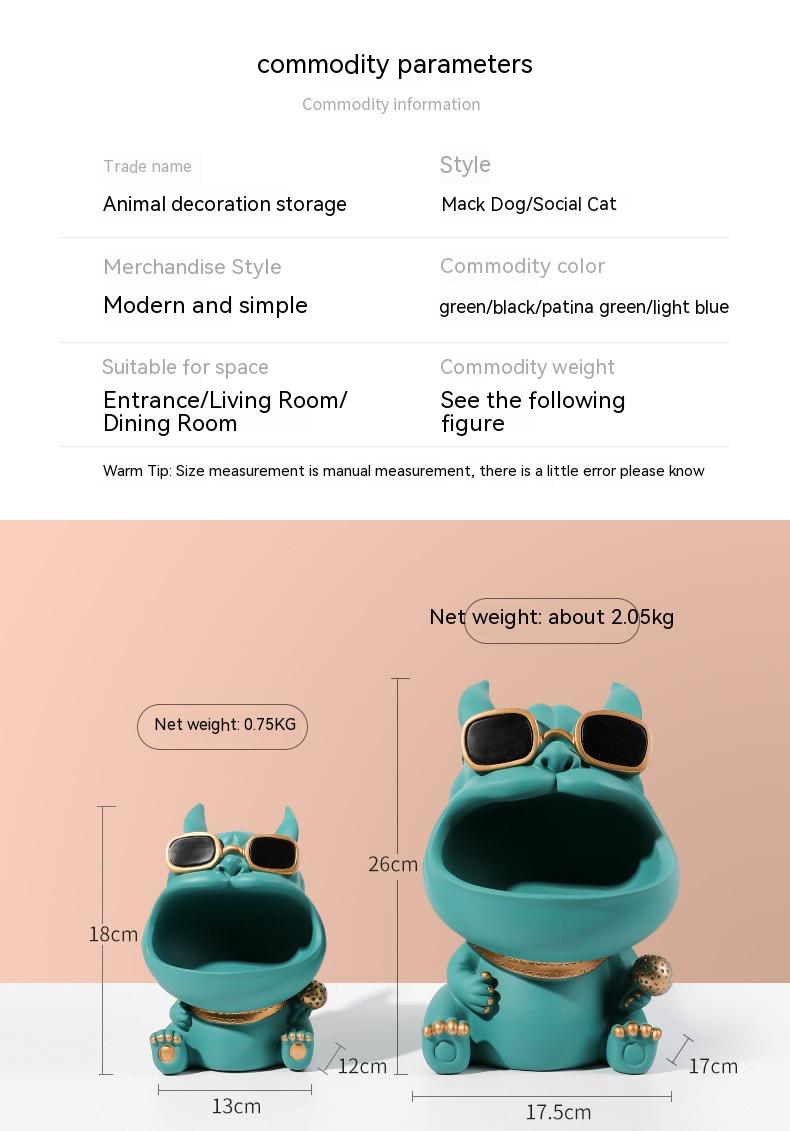 Charming resin "storage dog" ornament, perfect for modern home decor and housewarming gifts. Adds a playful and functional touch to any space.