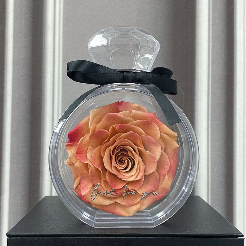 **Rose Gift Box Home Decor – Elegant & Charming 🌹** A stylish **dried flower** arrangement in a **plastic bottle**, available in colors like **Red**, **Pink**, **Sapphire Blue**, and more. Perfect for **Valentine's Day**, **Mother's Day**, and other special occasions. **10x6x14cm**. 🎁