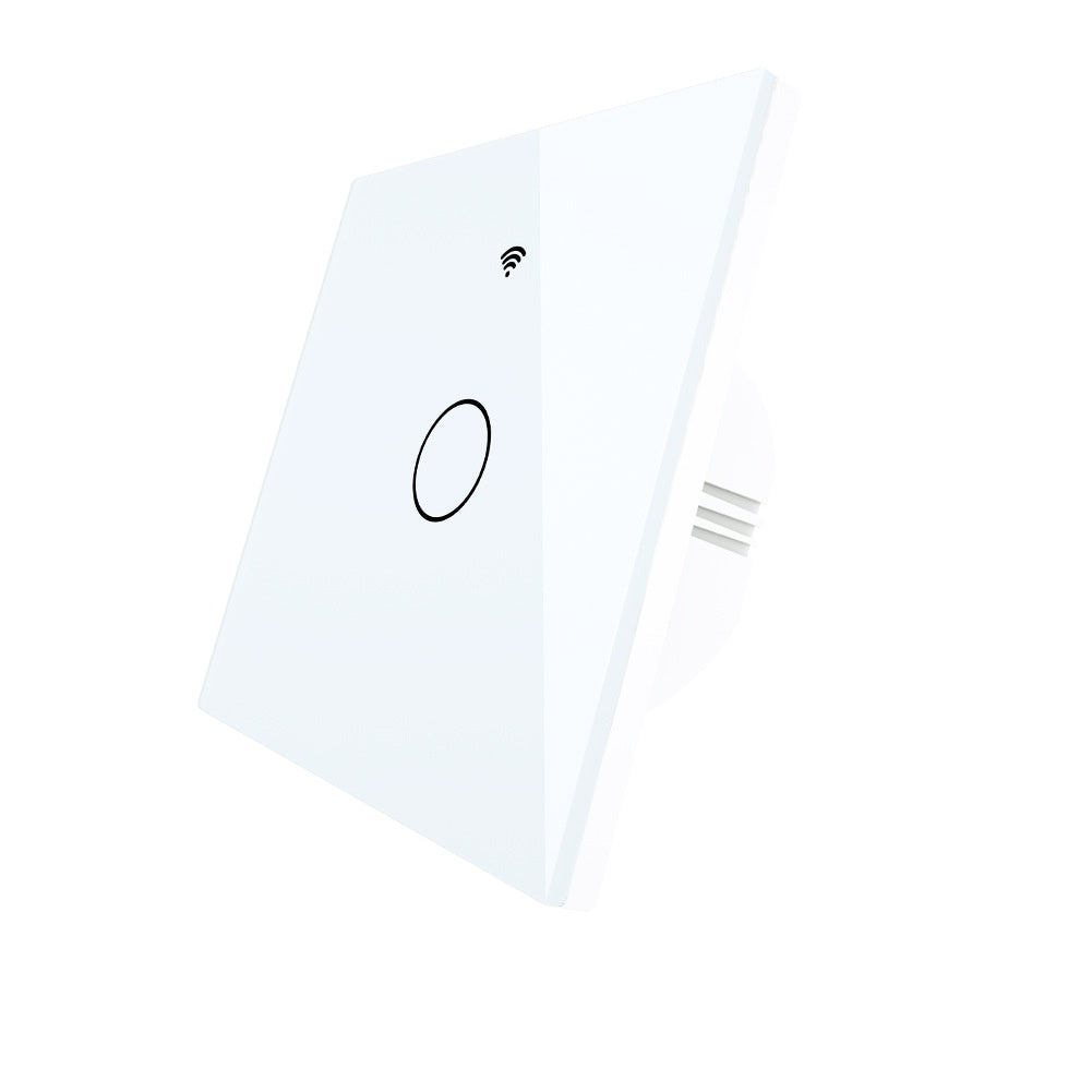 WiFi Smart Curtain with control panel, featuring a waterproof design, timing function, and 2.4GHz RF433 WiFi connectivity. Made with tempered glass and designed for indoor use, it offers smart automation for modern homes.