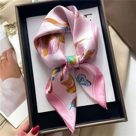 Artificial Silk Scarf Gift Set – Soft and elegant 70×70 cm silk satin scarf, perfect for spring, summer, and autumn. Lightweight, smooth, and versatile for various styling options. Available in multiple colors. An ideal gift choice.