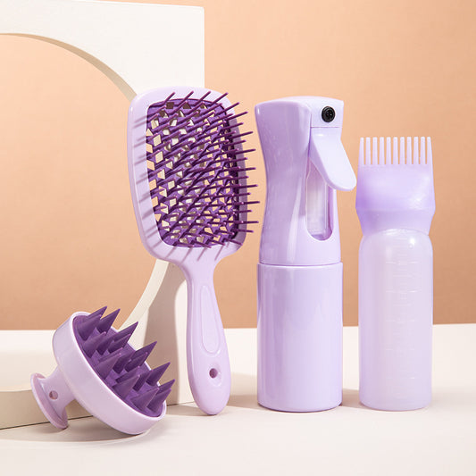 Elegant Hair Care Women's Gift Box featuring a high-quality plastic comb, available in purple, black, and pink. Perfect for daily styling and gifting.