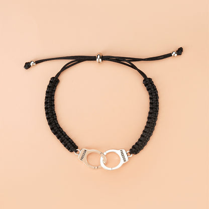Celebrate the bond of friendship or love with the Woven Friendship Bracelet with Handcuff Charm, a beautifully designed and symbolic piece. This bracelet represents connection, trust, and unity, making it a thoughtful and meaningful gift for friends, partners, or loved ones.