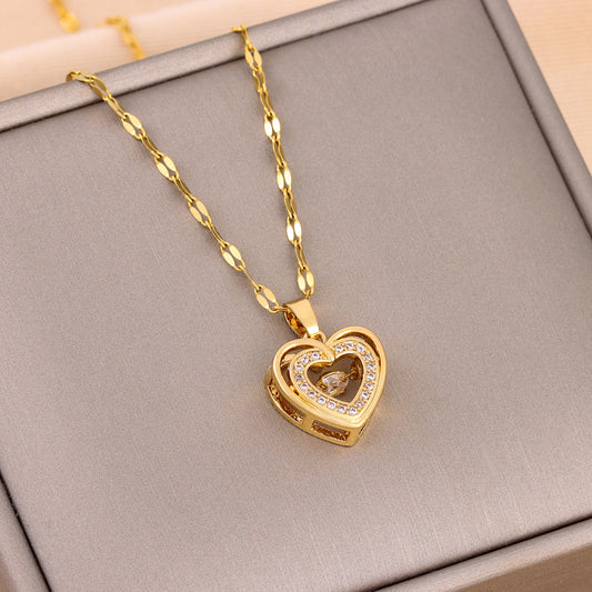 **Double-Layer Love Necklace – Elegant & Heartfelt 💖** A stylish **heart-shaped pendant** on a **titanium steel** chain with **electroplating** for durability and shine. Adjustable length (**40+5cm**) for a comfortable fit. Perfect for **female recipients**, symbolizing love and connection. Ideal for special occasions like birthdays and anniversaries. 💕