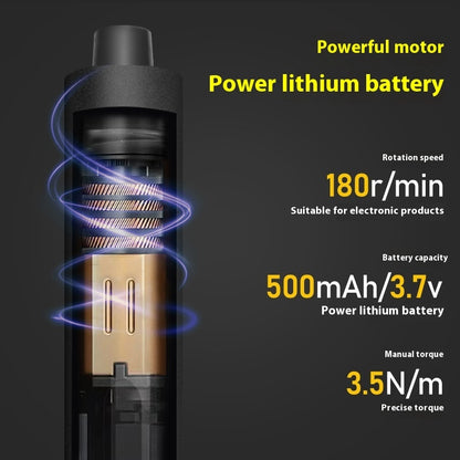 Multifunctional AMT Electric Screwdriver Set made of aluminum alloy, ABS, and PP, with a compact size of 17.8 x 4.5 x 4.5CM, ideal for precision tasks.
