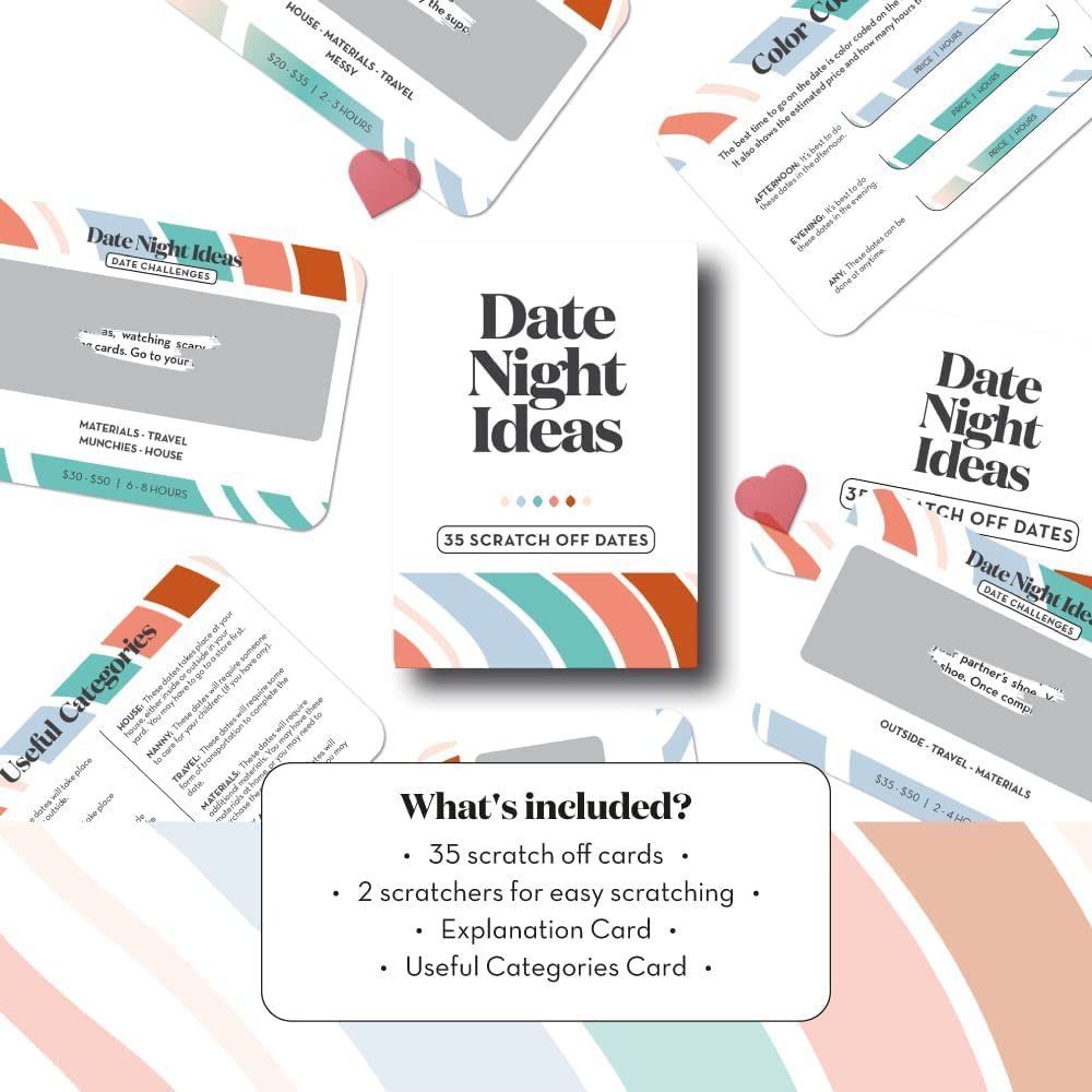 Transform your date nights into unforgettable experiences with the Creative Date Night Scratch-Off Game for Couples. This fun and interactive game is designed to bring couples closer together by offering exciting, thoughtful, and engaging activities for every date night.