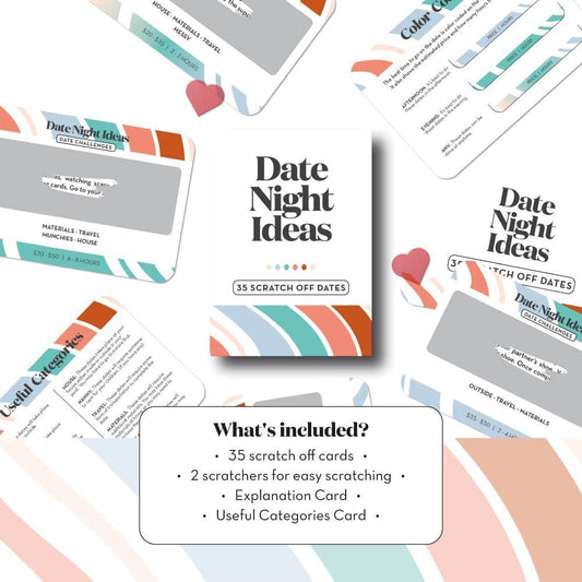 Transform your date nights into unforgettable experiences with the Creative Date Night Scratch-Off Game for Couples. This fun and interactive game is designed to bring couples closer together by offering exciting, thoughtful, and engaging activities for every date night.