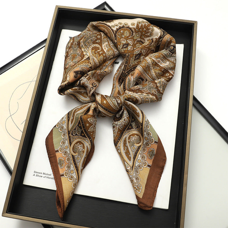Artificial Silk Scarf Gift Set – Soft and elegant 70×70 cm silk satin scarf, perfect for spring, summer, and autumn. Lightweight, smooth, and versatile for various styling options. Available in multiple colors. An ideal gift choice.
