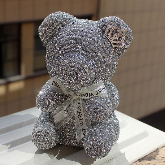 Crystal Diamond Bear – Elegant white crystal bear with a mosaic surface, perfect as a collectible or gift. Securely packed with bubble wrap for safe delivery.