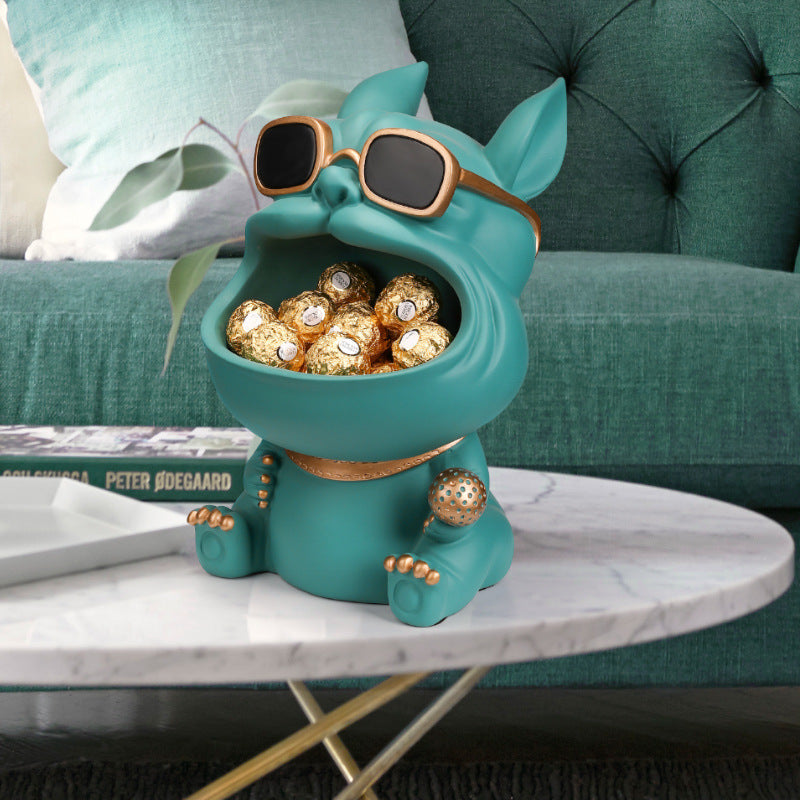 Charming resin "storage dog" ornament, perfect for modern home decor and housewarming gifts. Adds a playful and functional touch to any space.