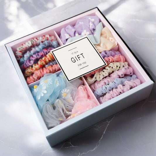 Girl's Hair Ring Gift Box – Stylish and practical cloth storage box for hair rings, available in 10 beautiful colors. Perfect for keeping accessories organized.