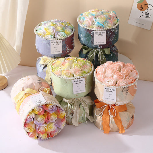 **Soap Flower Bouquet – A beautiful bouquet of long-lasting soap flowers in various colors, perfect for weddings, birthdays, and special occasions.**