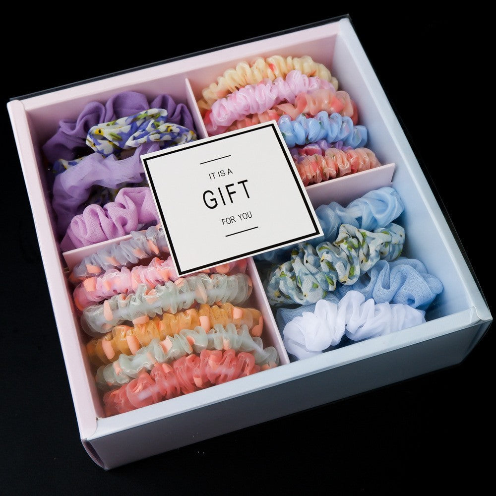 Girl's Hair Ring Gift Box – Stylish and practical cloth storage box for hair rings, available in 10 beautiful colors. Perfect for keeping accessories organized.