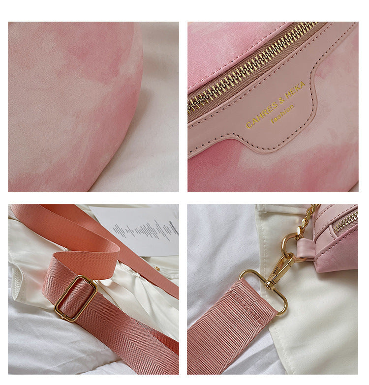 "Cross Body Handbag – A stylish medium-sized bag made from PU material with nylon texture. Available in pink, green, and blue, featuring a zipper closure, internal document bag, and an adjustable 120cm shoulder strap. Perfect for street chic fashion."