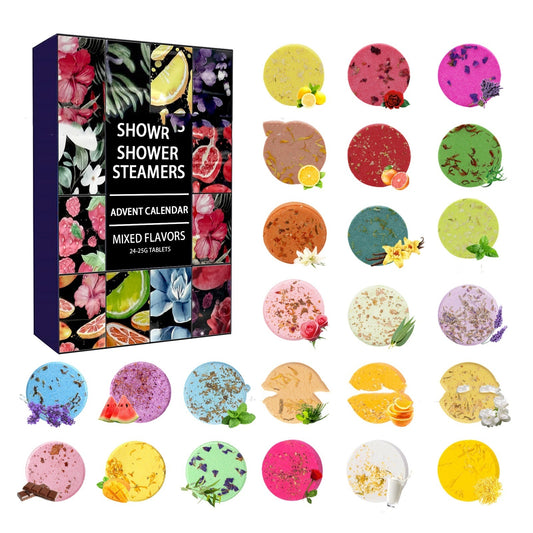 Aromatic Bath Tablets Gift Box containing 24 soothing bath tablets, perfect for relaxation and aromatherapy. Ideal for youth (15-35 years old), beautifully packaged in a compact box.