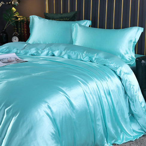 **Solid Color Double-Sided Silk Satin Bed Sheet Set – Luxurious & Soft**  

A **premium silk** **four-piece bedding set** with a **smooth satin finish**, **tassel weaving**, and **reactive dyeing** for long-lasting color. Ultra-soft, breathable, and stylish—perfect for a luxurious sleep experience. 🛏✨