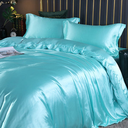 **Solid Color Double-Sided Silk Satin Bed Sheet Set – Luxurious & Soft**  

A **premium silk** **four-piece bedding set** with a **smooth satin finish**, **tassel weaving**, and **reactive dyeing** for long-lasting color. Ultra-soft, breathable, and stylish—perfect for a luxurious sleep experience. 🛏✨