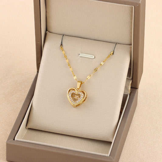 **Double-Layer Love Necklace – Elegant & Heartfelt 💖** A stylish **heart-shaped pendant** on a **titanium steel** chain with **electroplating** for durability and shine. Adjustable length (**40+5cm**) for a comfortable fit. Perfect for **female recipients**, symbolizing love and connection. Ideal for special occasions like birthdays and anniversaries. 💕