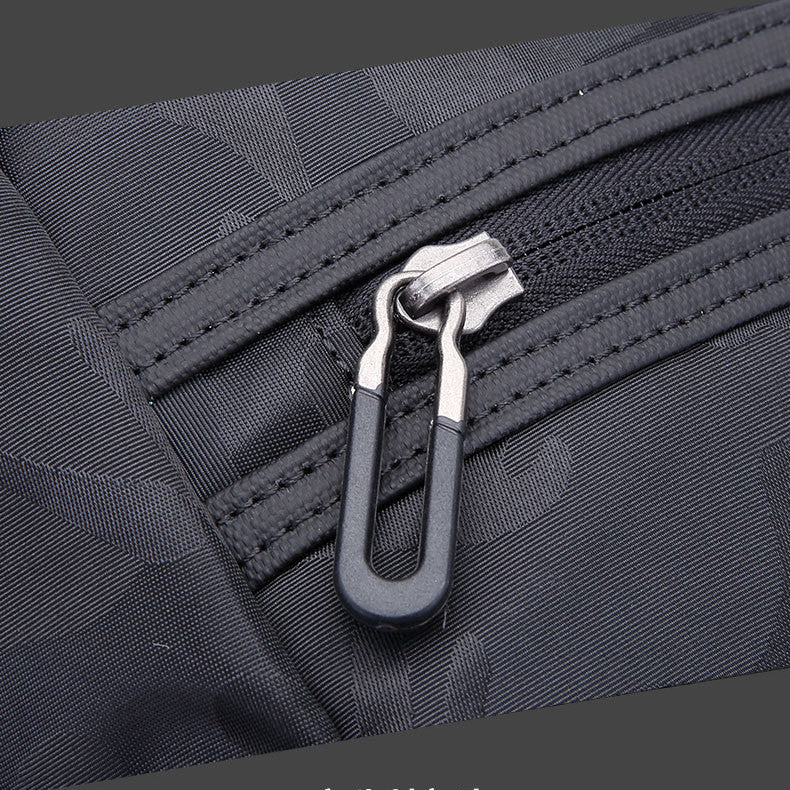  Men's double shoulder computer bag made of durable Oxford cloth, featuring breathable, waterproof, and expandable design. Available in black, camouflage, and off-white, with a soft handle and double shoulder straps for comfort and style. Fits a 17-inch laptop.